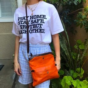 Vintage orange/brown PD Del Borgo leather crossbody bag